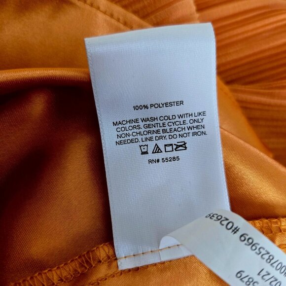 Express Orange Off Shoulder Crinkle Pleat Midi Dress Large - Picture 10 of 10